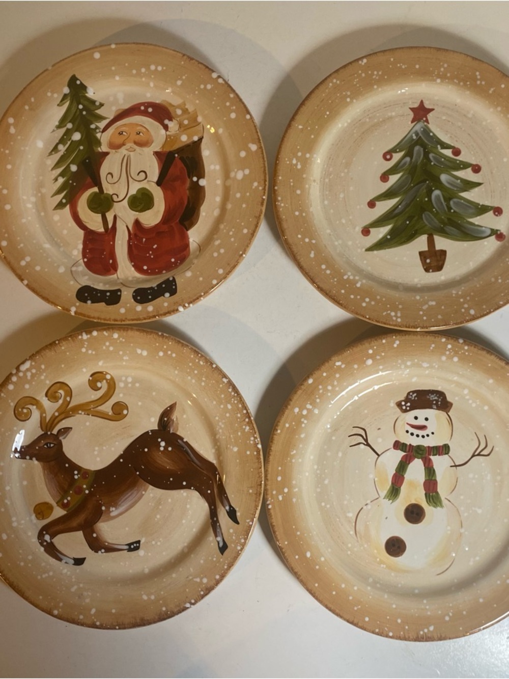 NIB Set Of 4 Tabletops Unlimited Winter Wonderland Salad Plates 8.5” Diameter
